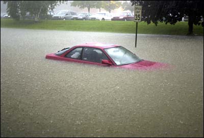car under water picture