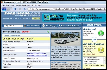 Swapalease.com screen shot