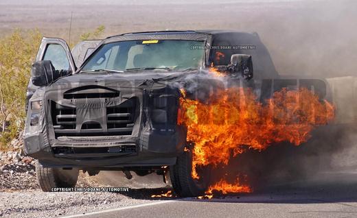 Ford F-250 Superduty Test Truck Catches Fire, Reveals Use of Magnesium With Explosions