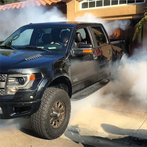 Ryan Sheckler Burns Out In His Ford Raptor